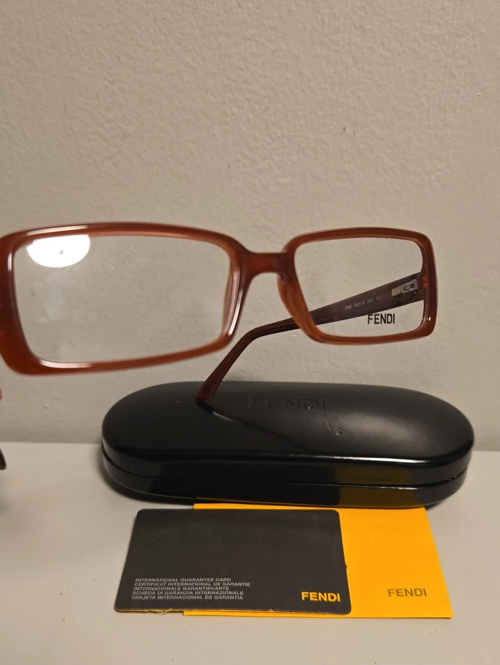 Fendi Women's Rectangular Amber Brown Optical Glasses